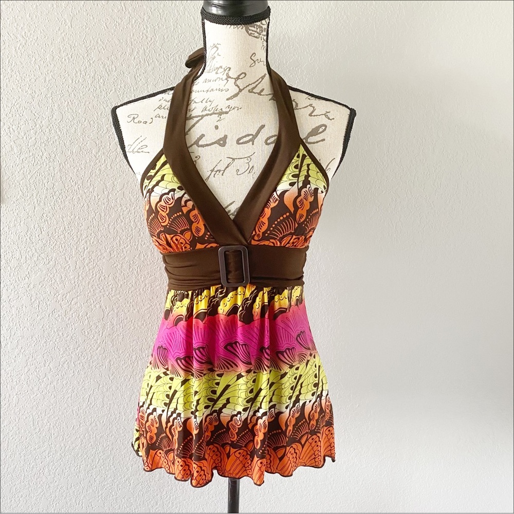 LIKE NEW BCX Halter Top With A 70s Flare Size Medium